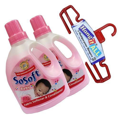 Sosoft Bundle Of Two 750mls Baby Fabric Softener And Conditioner Jerricans And 3Pcs Hangers - Pink