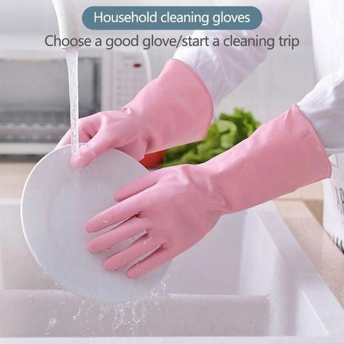 Silicon Dish Washing MultiPurpose Reusable PVC Domestic e Rubber Gloves Durable Pink Latex