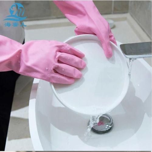 Silicon Dish Washing MultiPurpose Reusable PVC Domestic e Rubber Gloves Durable Pink Latex