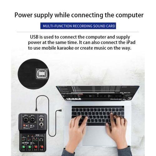 Q12 Sound Card Audio Mixer Sound Board Console Desk System Interface 4 Channel 48V Power Stereo Computer Sound Card