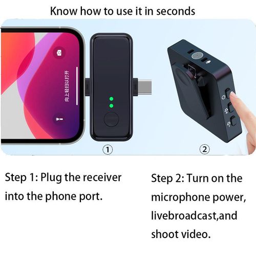 F11-2 3 In 1 Dedicated Wireless Collar Clip Microphone Radio Intelligent Noise Reduction Reverberation Mobile Phone Live Small Microphone  For iPhone Android Phone Camer Laptop Plug-Play Video Recording- Black