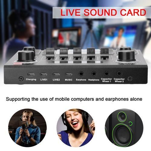 V9 Audio USB Headset Microphone Webcast Live Sound Card 12