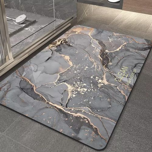 Bathroom Rugs Gray Marble 60X40 CM Velvet Bath Mat Non-Slip Modern Small Rug Soft Luxury Microfiber Machine Washable Small Rug Bath Rug for Bathroom Tub Shower Rug - Multicolor