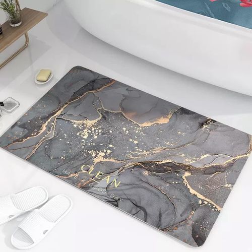Bathroom Rugs Gray Marble 60X40 CM Velvet Bath Mat Non-Slip Modern Small Rug Soft Luxury Microfiber Machine Washable Small Rug Bath Rug for Bathroom Tub Shower Rug - Multicolor