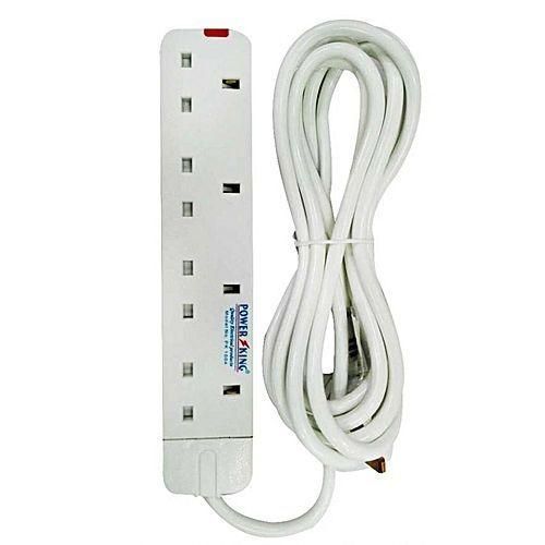 Power King 4 Way  Extension 3 Meter Cable - White
