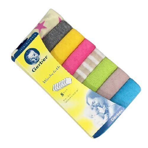 Gerber 8 pack wash cloths-Colour Varies