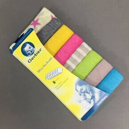 Gerber 8 pack wash cloths-Colour Varies