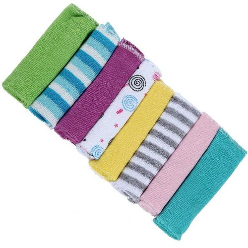 New Set Of 8pcs Baby Wash Cloths - MultiColor