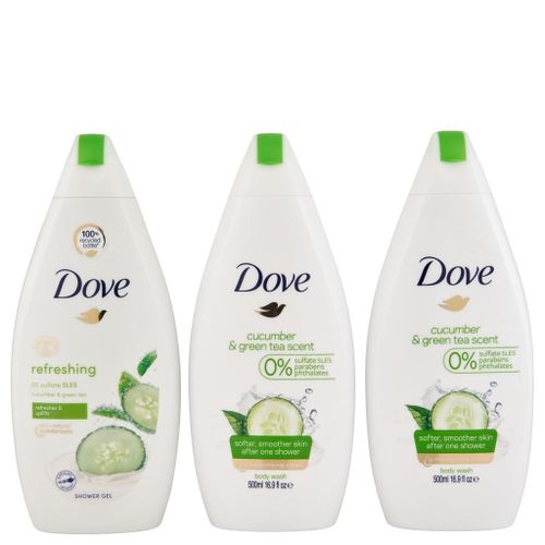 Dove Body Wash / Shower Gel 500ML  Plus * 2 FREE EXFOLIATING GLOVES  * _Multicolour