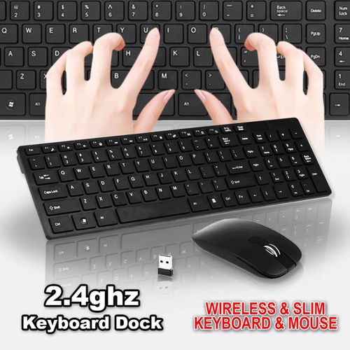 Ultra-Thin Wireless Keyboard & Mouse Set for PC and Laptop combo - White