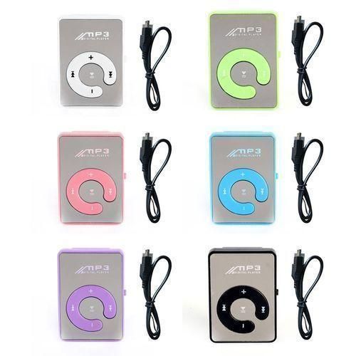 Mp3 Player Clip Design Memory Mirror Plastic TF Card MP3 Music Player For SportWhite