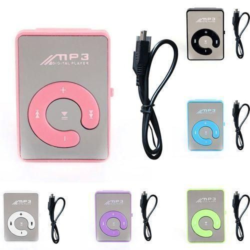 Mp3 Player Clip Design Memory Mirror Plastic TF Card MP3 Music Player For SportWhite
