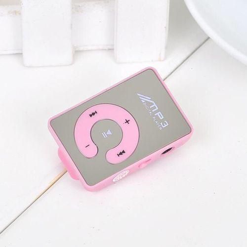 Mp3 Player Clip Design Memory Mirror Plastic TF Card MP3 Music Player For SportWhite