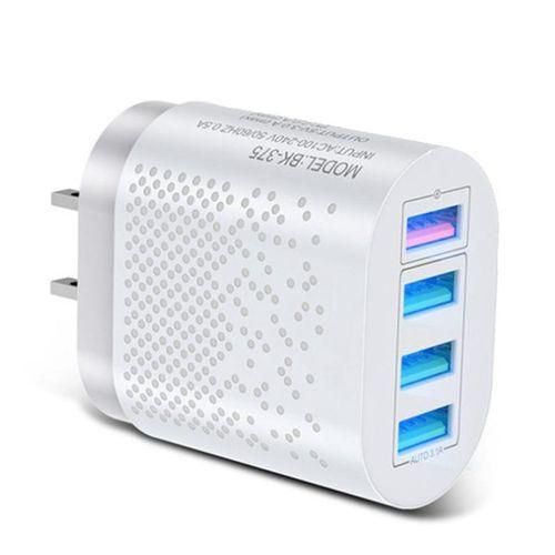 Quick USB Phone Charger Universal 4 Port Travel Fast Charging Portable Power Bank Adapter for Samsung US PlugWhite