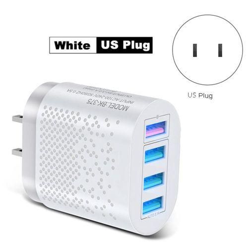 Quick USB Phone Charger Universal 4 Port Travel Fast Charging Portable Power Bank Adapter for Samsung US PlugWhite