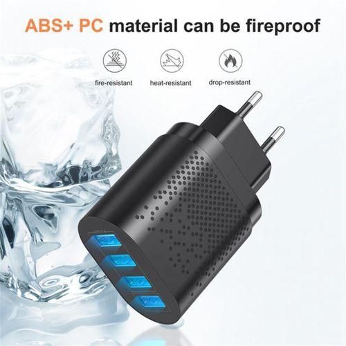 Quick USB Phone Charger Universal 4 Port Travel Fast Charging Portable Power Bank Adapter for Samsung US PlugWhite