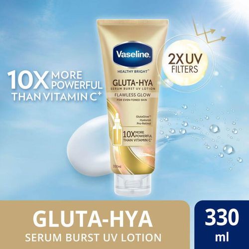 Vaseline Essential Even Tone Body Lotion With Moisturising Petroleum Jelly, Flawless Glow, Gluta-Hya Serum Burst UV, 10X More Powerful Than Vitamin C