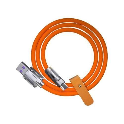 120W 6A Super Fast Charge USB C Charging Cable USB TypeC ChargingData Transfer 2In1 Mobile Phone Cable Orange 1M