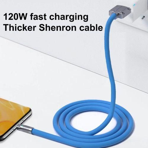 120W 6A Super Fast Charge USB C Charging Cable USB TypeC ChargingData Transfer 2In1 Mobile Phone Cable Orange 1M