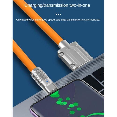 120W 6A Super Fast Charge USB C Charging Cable USB TypeC ChargingData Transfer 2In1 Mobile Phone Cable Orange 1M
