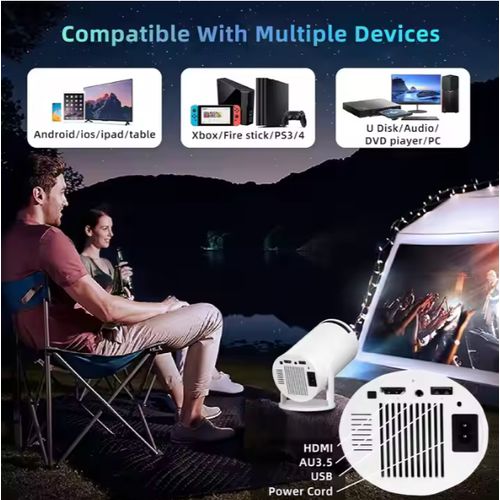 Smart Android 12 Tv Projector 4k Screen Video 1080p LCD With Google Voice Assistant - White