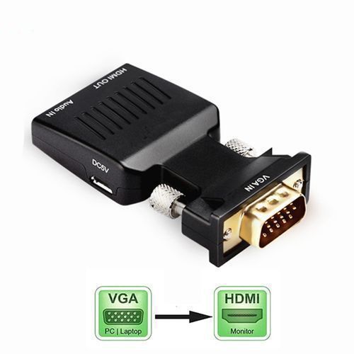 VGA HDMI Adapter With 3.5mm Audio Output 1080P HDTV AV Converter Cable PC Notebook Projector Monitor  VGA To HDMI Adapter Black