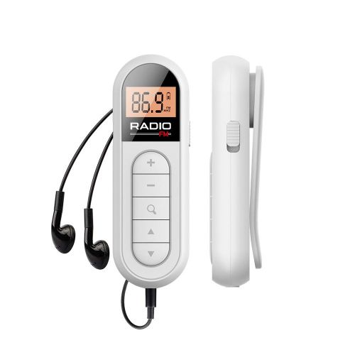 Rechargeable Mini Mini Radio,fm With Back Clip Conference (White)