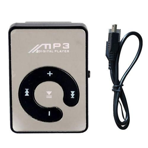 Mp3 Player Clip Design Memory Mirror Plastic TF Card MP3 Music Player For SportBlack