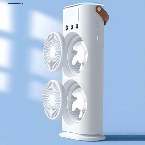 Double Head Spray Cooling Fan, Portable Mini Air Cooler With Mist Humidifier, Mini Desktop Table Cooling Fan For Home & Office -Multicolour