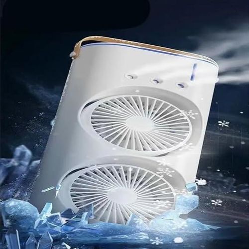 Double Head Spray Cooling Fan, Portable Mini Air Cooler With Mist Humidifier, Mini Desktop Table Cooling Fan For Home & Office -Multicolour