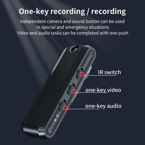 Voice Recorder with HD 1080P Camera Antishaking Rotating Lens Infrared Night Vision Video Recorder Noise Reduction for Driving Baby Daily Cycling Records Audio Recorder with Detachable Back Clip