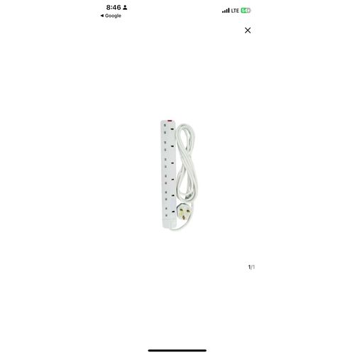 6 Way Surge Protected Extension Socket / Cables -White