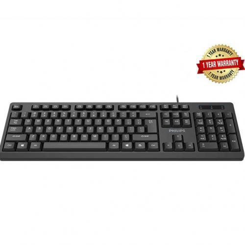 Philips Wired Quiet Keyboard SPK6234 with Number Pad - Black
