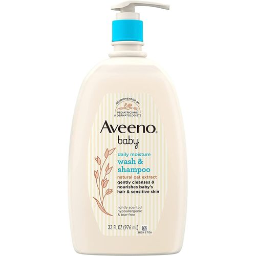 Aveeno Baby Daily Moisture Gentle Bath Wash & Shampoo For Sensitive Hair & Skin, Lightly Scented, 33oz