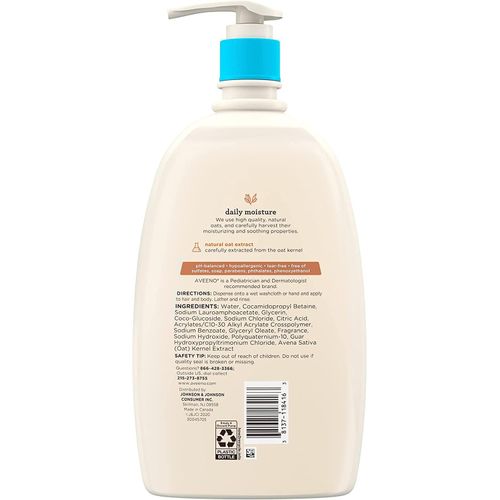 Aveeno Baby Daily Moisture Gentle Bath Wash & Shampoo For Sensitive Hair & Skin, Lightly Scented, 33oz
