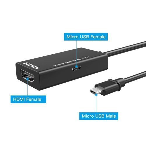 Micro USB To HDMI 1080P HD Audio Video Cable HDTV Converter Adapter -  Black