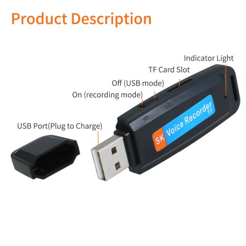 Mini Portable USB Voice Recorder Rechargeable U-Disk