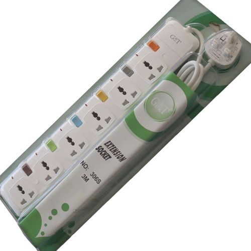G & T Extension Socket With Fuse Plug Protector 13A Household, Appliances and Office Equipment, Tools- White