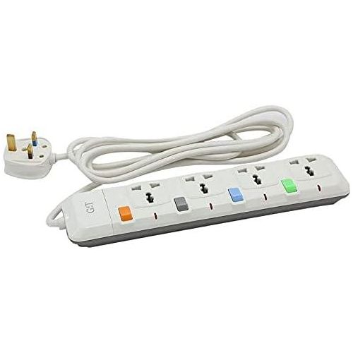 G & T Extension Socket With Fuse Plug Protector 13A Household, Appliances and Office Equipment, Tools- White