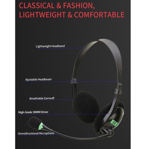 915 Generation 3.5MM Audio Headset Computer Headsets with 270 Degree Mic