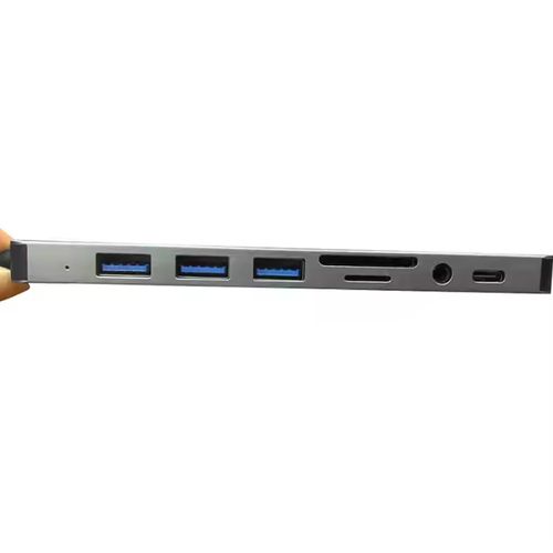 Ikk 2-in-1 Dual Connector USB Hub - 8-in-1 Multiport Adapter with USB 3.0, 3.5mm Audio, PD Charging, SD/TF Slots