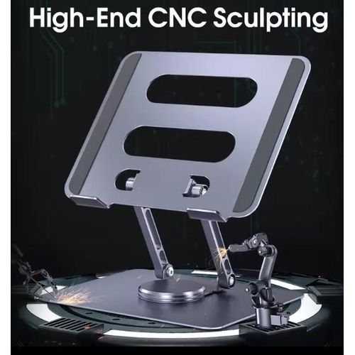 360 Rotate Foldable Notebook Stand Holder Aluminum Alloy Adjustable Laptop Stand with Rotating Base - Silver
