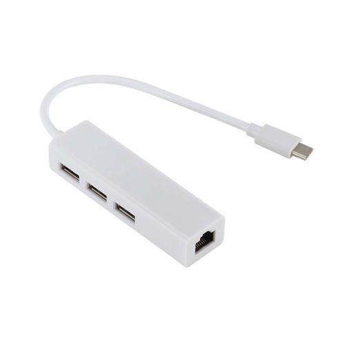 915 Generation TYPEC TO USB20 100GbE Network Card Hub Lan Rj45 Ethernet Network Adapter 3 Port USB 20