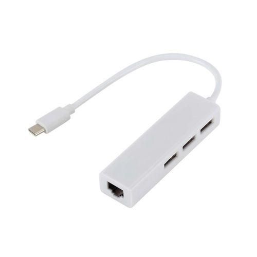 915 Generation TYPEC TO USB20 100GbE Network Card Hub Lan Rj45 Ethernet Network Adapter 3 Port USB 20
