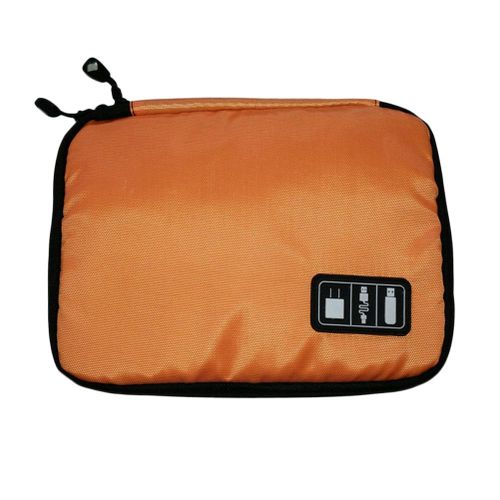 1 Pcs Data Lines Cable Storage Bag Power Bank Charger Zipper for Outdoor Travel New,Orange NO5116