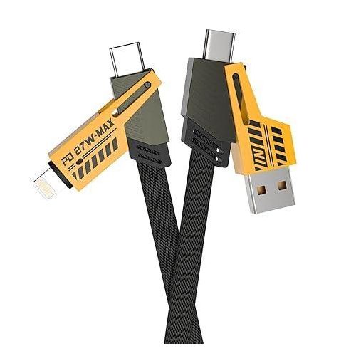 Fast Charging Cable - USB-A to USB-C & Lightening, PD 27W Max, Durable Nylon Braided Multi-Device Charger for iPhone & Android