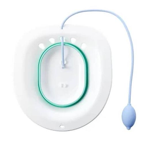 Folding Seat for Hemorrhoid Treatment Toilet Seat - cream and blue