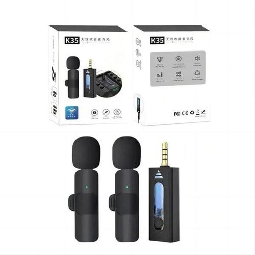 K35 Double Wireless Lavalier Microphone with AUX pin