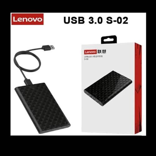 Lenovo S02 HDD Case 2.5 USB3.0 External Hard Drive Enclosure – USB3.0 to SATA 5Gbps Enclosure Case Support for 6TB - For 2.5inch SSD HDD Hard Disk Box - Black