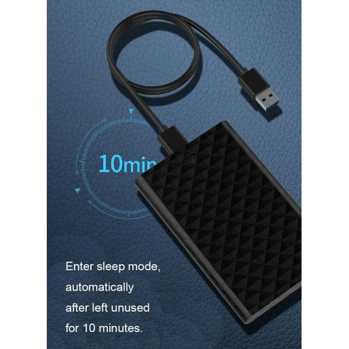 Lenovo S02 HDD Case 2.5 USB3.0 External Hard Drive Enclosure – USB3.0 to SATA 5Gbps Enclosure Case Support for 6TB - For 2.5inch SSD HDD Hard Disk Box - Black